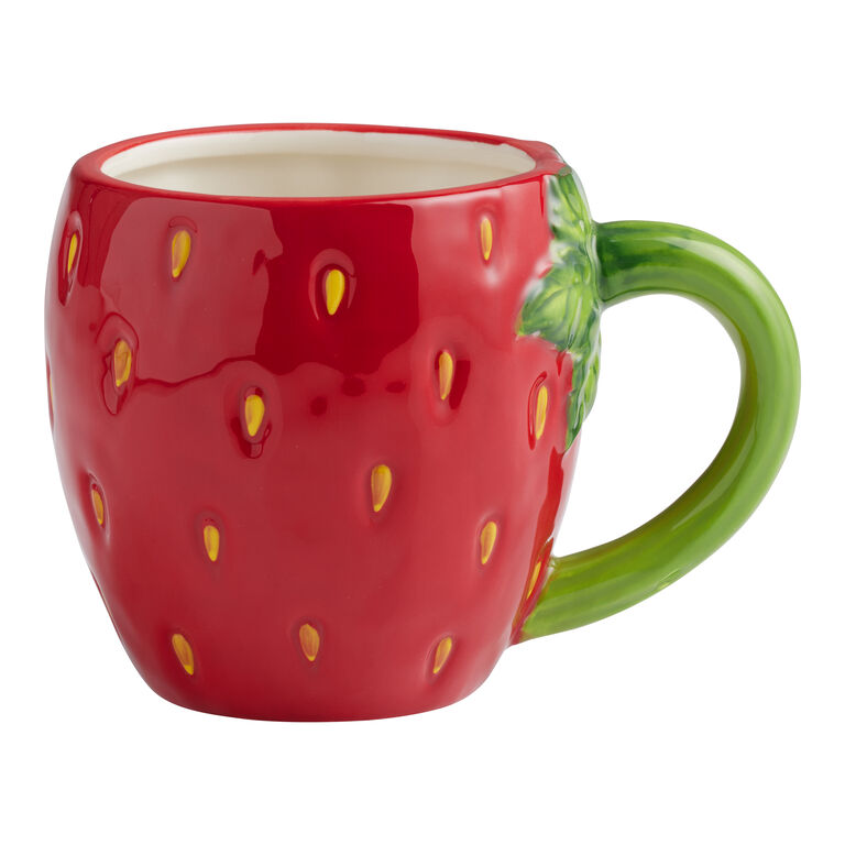 Hand Painted Strawberry Figural Ceramic Mug image number 1
