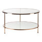 Clavell Round Gold Metal And Glass Coffee Table With Shelf image number 0