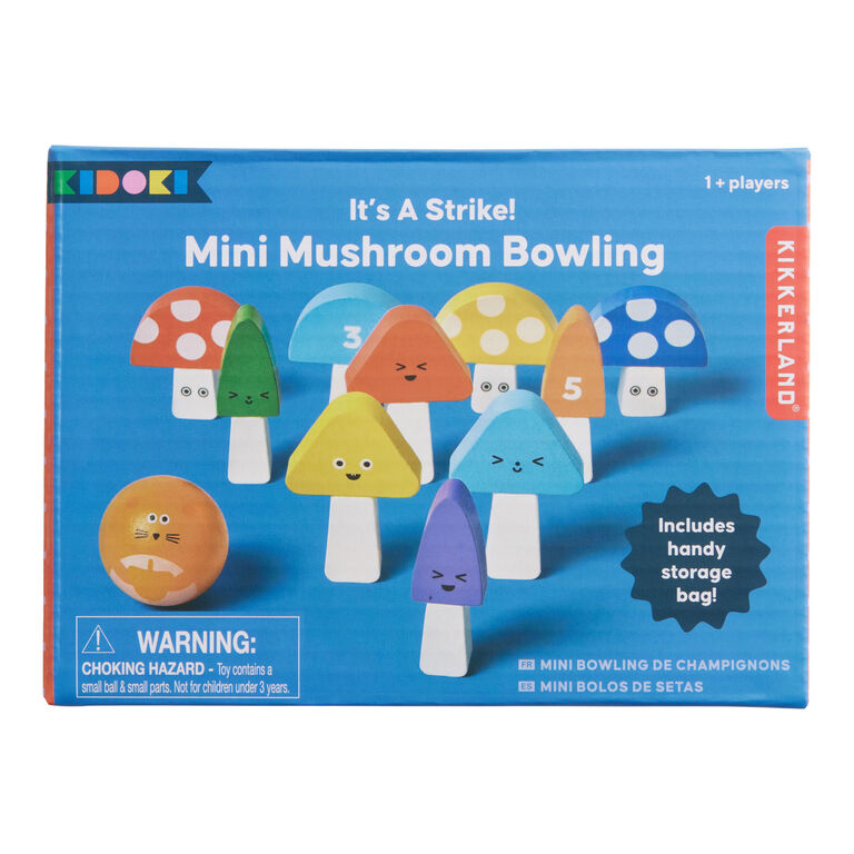 Kikkerland Kidoki Mini Mushroom Bowling Tabletop Game image number 1