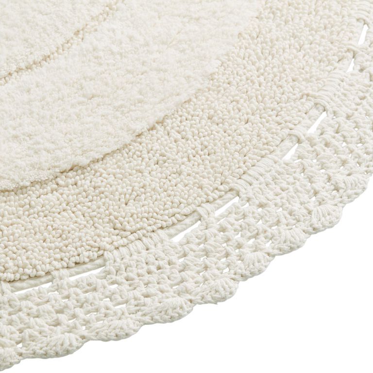 Half Circle Ivory Crocheted Bath Mat image number 2