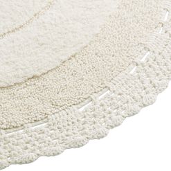 Half Circle Ivory Crocheted Bath Mat