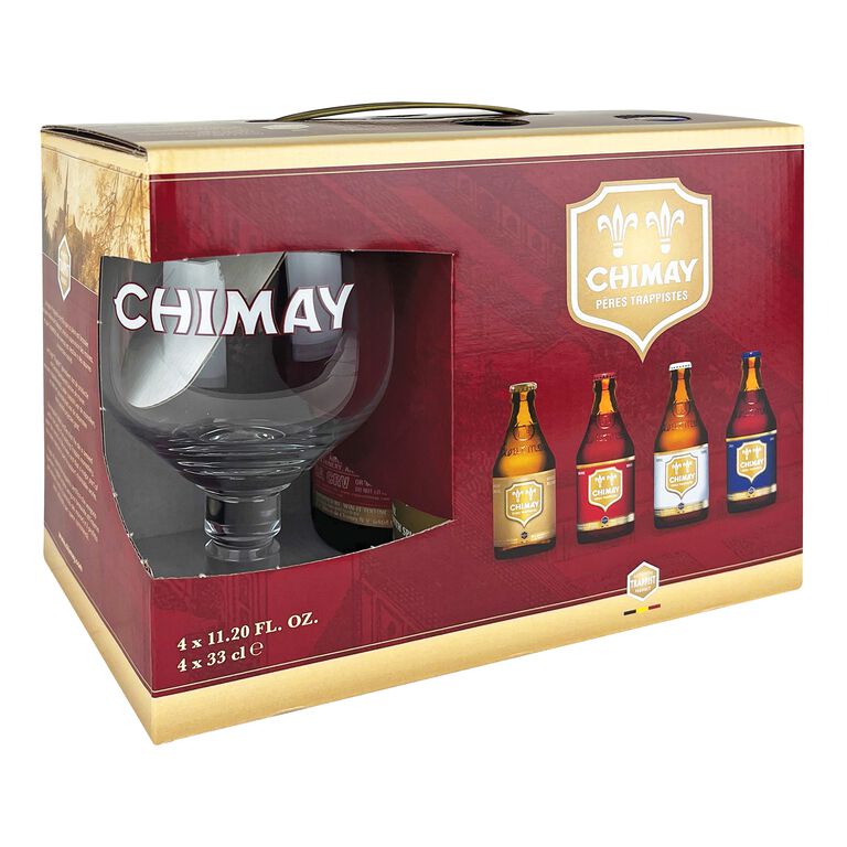 Chimay Ale 4 Pack With Glass Gift Set image number 1