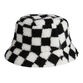 Black And White Sherpa Checkered Reversible Bucket Hat image number 0