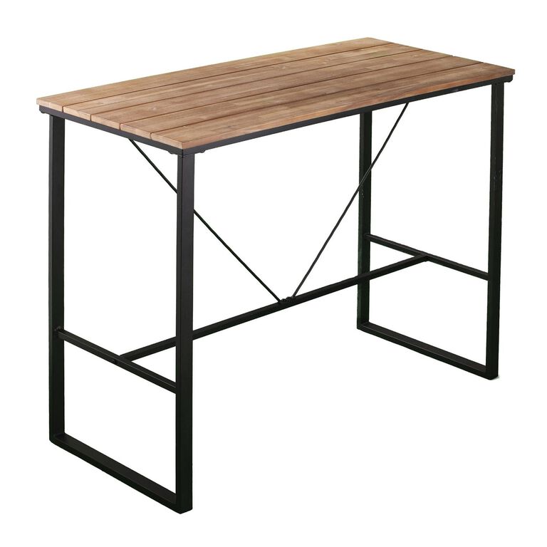 Napa Metal and Acacia Outdoor Pub Dining Table image number 1