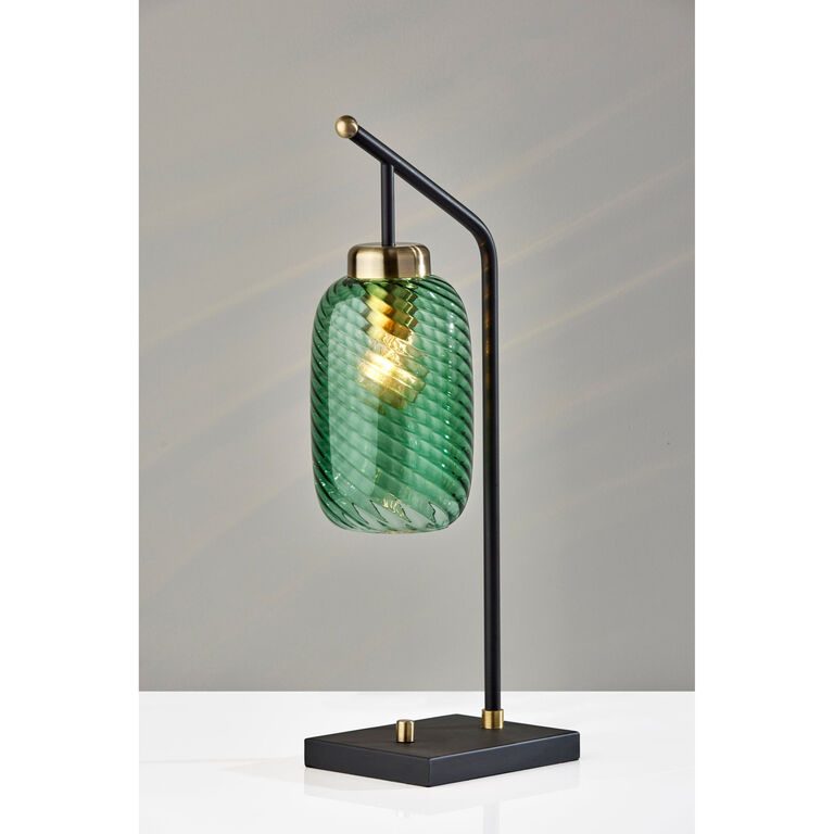 Darcie Emerald Green Glass Cylinder and Brass Task Lamp image number 2