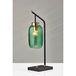Darcie Emerald Green Glass Cylinder and Brass Task Lamp