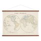 Hemisphere World Map Linen Scroll Wall Hanging image number 0