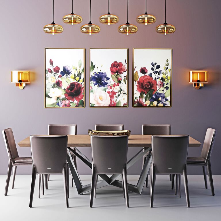 Floral Garden Triptych Framed Canvas Wall Art 3 Piece image number 3
