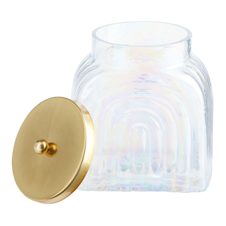 Iridescent Glass Arches Canister with Gold Lid image number 3