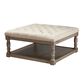 Danby Square Ivory Tufted Upholstered Ottoman image number 0