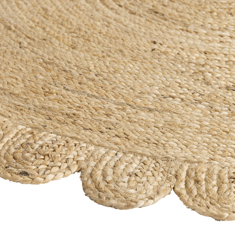 Round Natural Braided Scalloped Jute Area Rug image number 2