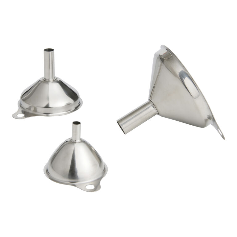 Mini Stainless Steel Nesting Spice Funnels 3 Piece Set image number 1