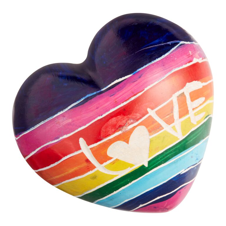 Kisii Soapstone Rainbow Heart Decor Set of 2 image number 1
