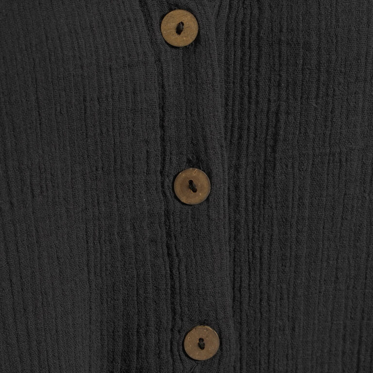 Black Textured Gauze Lounge Jumpsuit With Pockets image number 2