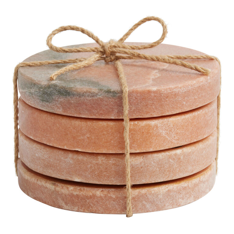 Round Pink Marble Coasters 4 Pack image number 2