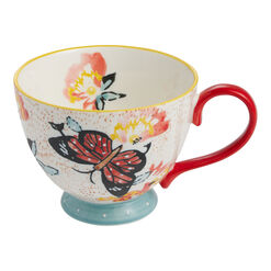 Multicolor Floral Butterfly Hand Painted Ceramic Mug