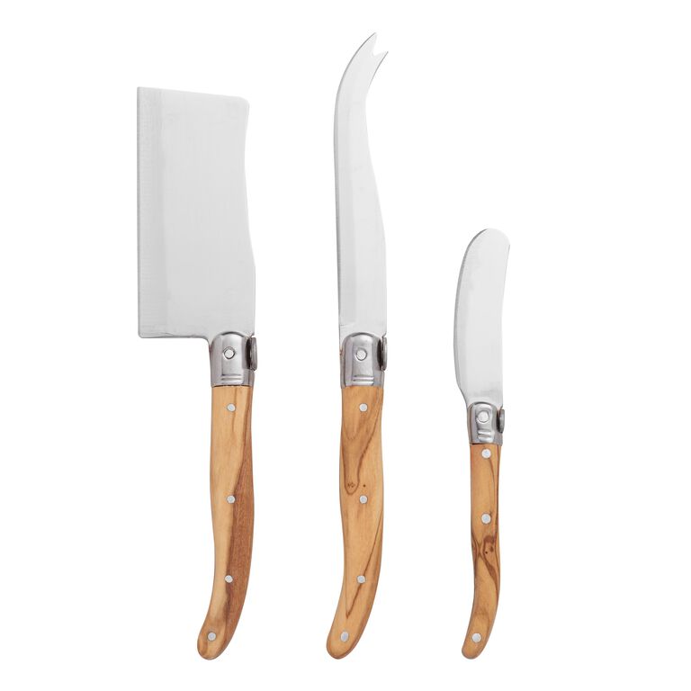 Olive Wood Cheese Knives 3 Piece Set image number 1