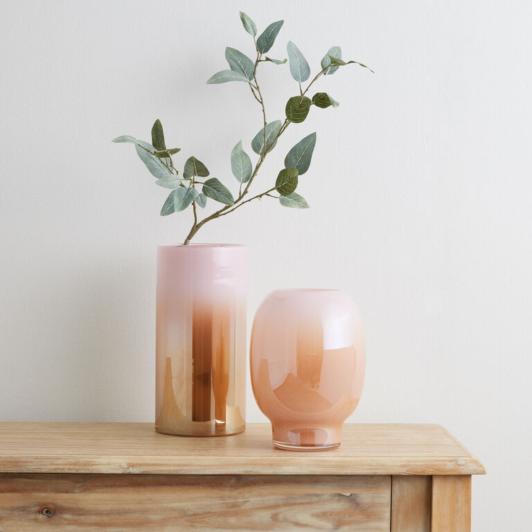 Pink And Apricot Ombre Footed Glass Vase image number 2