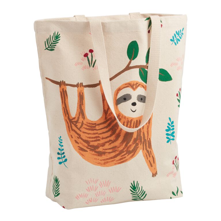 Sloth Jungle Canvas Tote Bag image number 1
