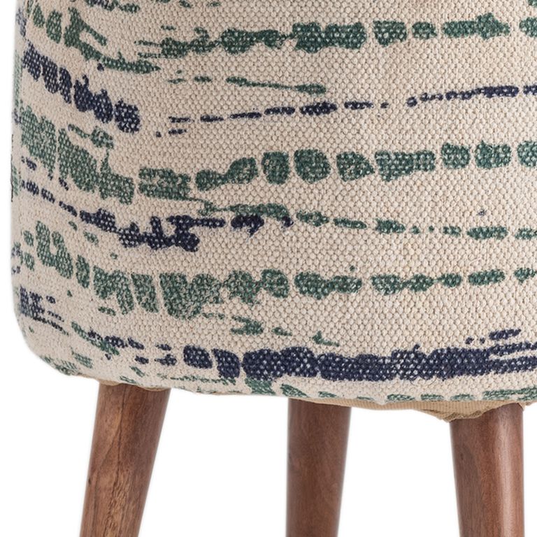 Canby Round Blue and Green Abstract Upholstered Stool image number 3