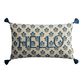 Teal Floral Embroidered Hello Lumbar Pillow image number 0