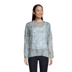 Farah Blue And Green Floral Top