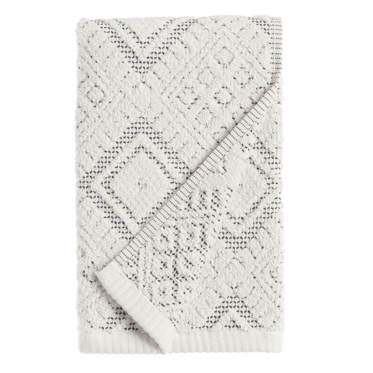 Zena Ivory And Black Diamond Honeycomb Hand Towel image number 1