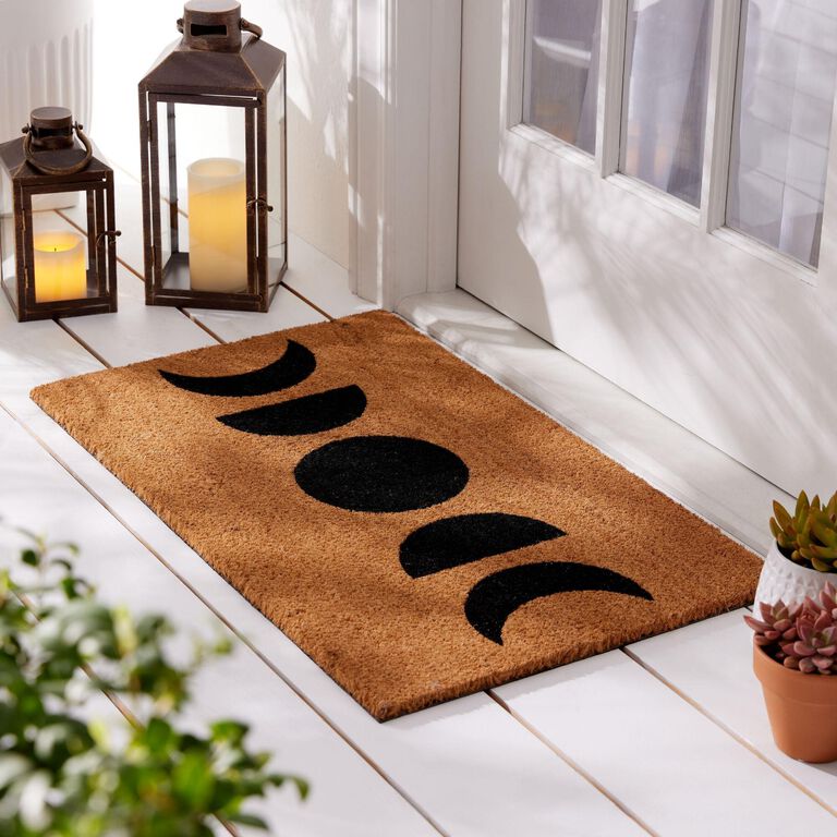 Black and Natural Moon Phases Coir Doormat image number 2
