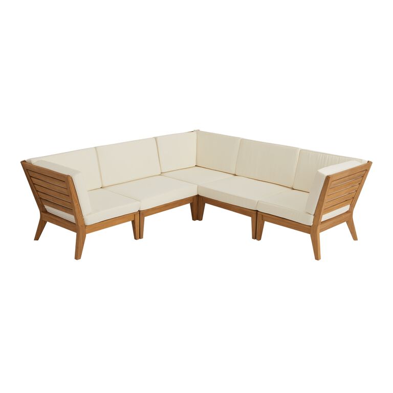 Somers Teak 5 Piece Square Modular Outdoor Sectional Sofa image number 1