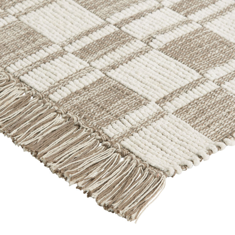 Checkerboard Stripe Woven Cotton Area Rug image number 3