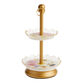 Gold Metal And Clear Resin Dried Flower 2 Tier Jewelry Stand image number 0