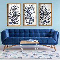 Blue Branches Framed Canvas Wall Art 3 Piece