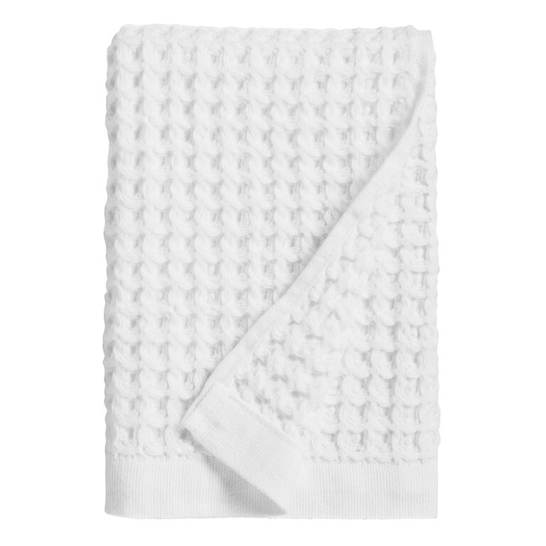 White Waffle Weave Cotton Hand Towel image number 1