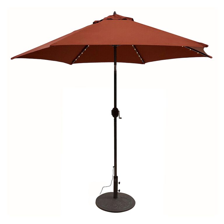 9 Ft Tilting Patio Umbrella With Lights image number 1