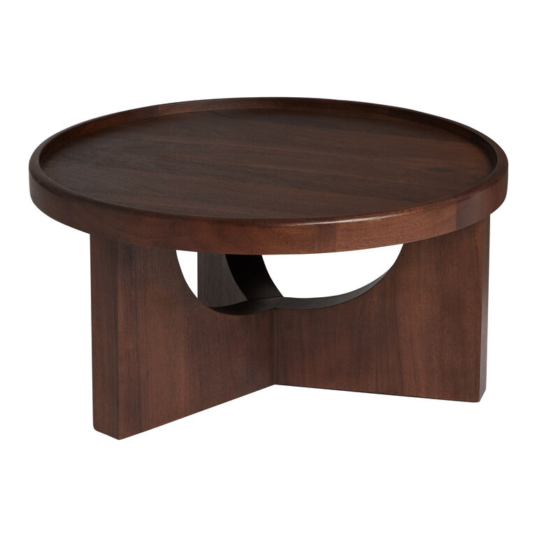 Enzo Round Espresso Wood Tripod Coffee Table image number 1