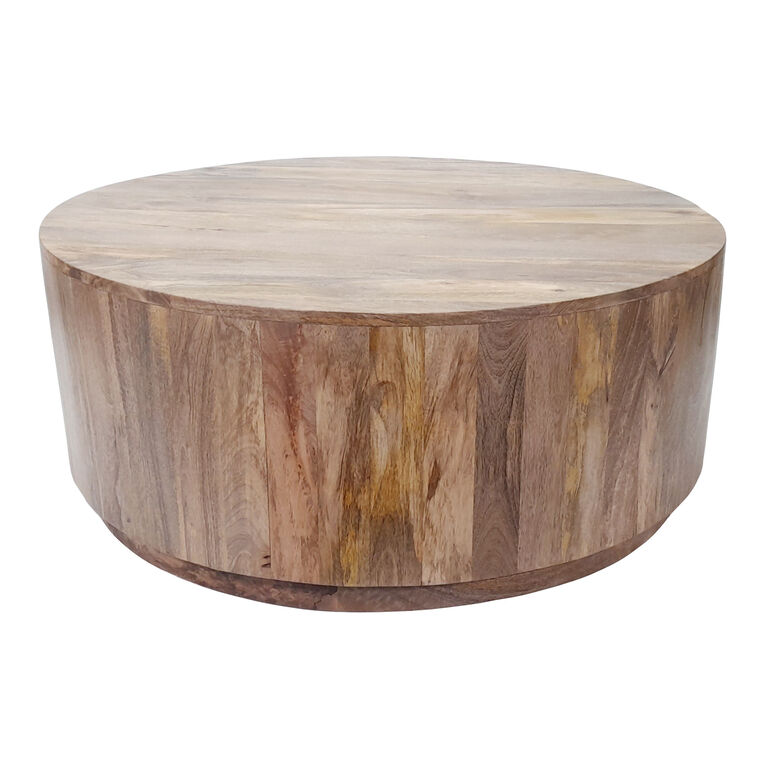 Timea Round Mango Wood Block Coffee Table image number 1