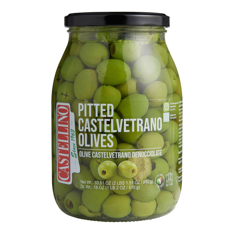 Castellino Pitted Castelvetrano Green Olives image number 1