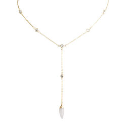 Cubic Zirconia 14k Gold Plated Lariat Necklace