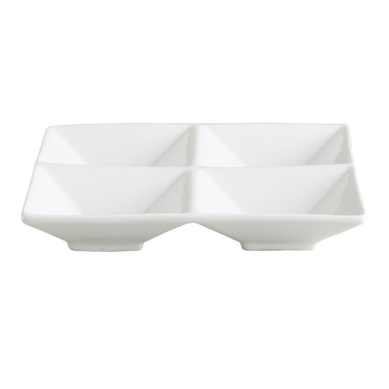 White Porcelain Divided Tasting Tray Set Of 6 image number 1