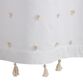 Ellie White And Ivory Embroidered Pom Pom Shower Curtain image number 1