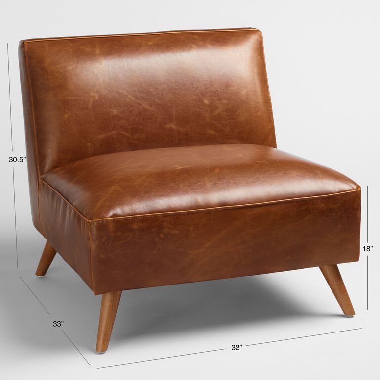 Huxley Cognac Mid Century Armless Chair image number 8