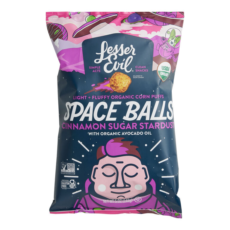 LesserEvil Space Balls Cinnamon Sugar Stardust Corn Puffs image number 1