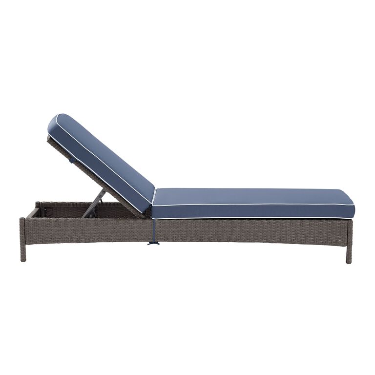 Pinamar Gray All Weather Outdoor Chaise and Navy Cushion image number 5