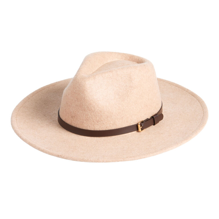 Light Tan Wool Rancher Hat With Brown Belt Trim image number 1