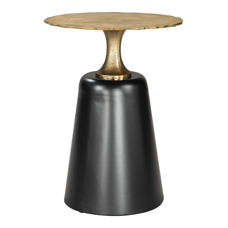Fenner Wide Round Gold and Black Iron End Table image number 2