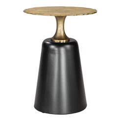 Fenner Wide Round Gold and Black Iron End Table