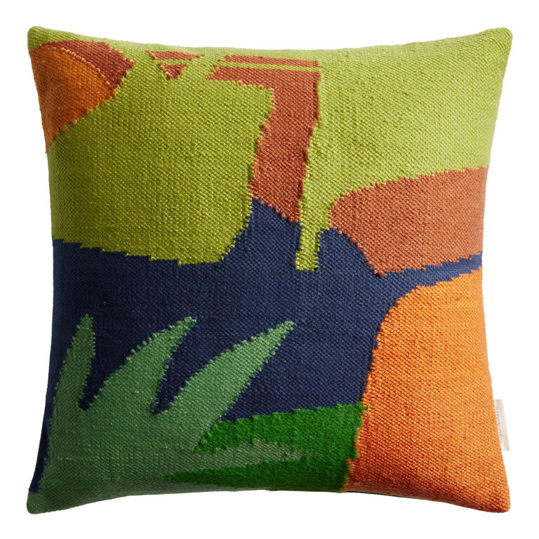 Bright Abstract Jungle Indoor Outdoor Throw Pillow image number 1