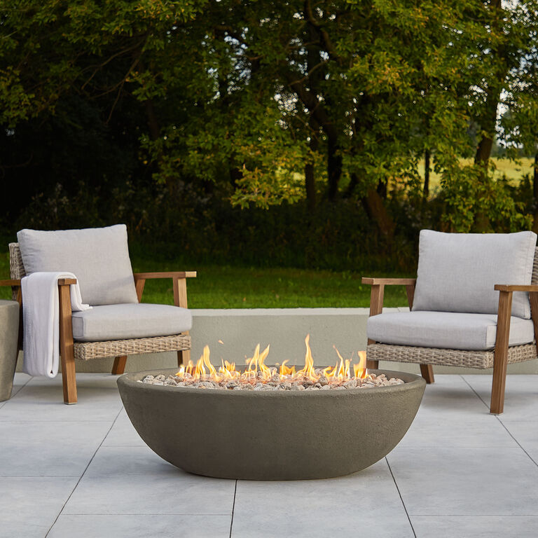 Riverside Oval Faux Stone Bowl Gas Fire Pit image number 2