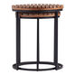 Duca Round Wood and Metal Outdoor Nesting Tables 2 Piece Set image number 2
