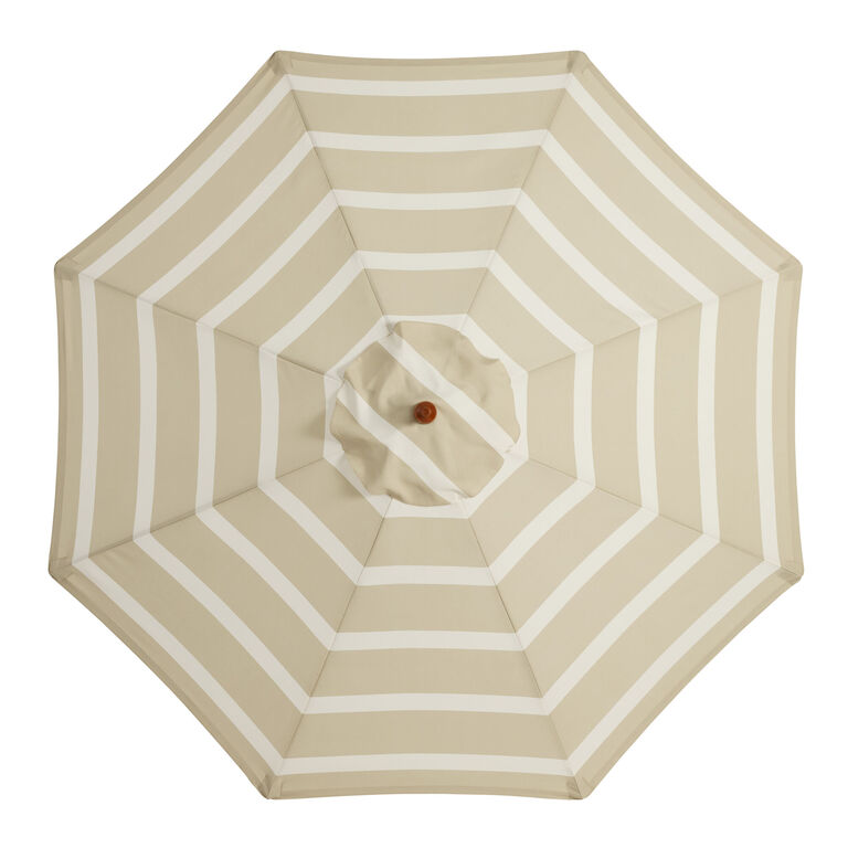 Khaki and White Stripe 9 Ft Replacement Umbrella Canopy image number 1
